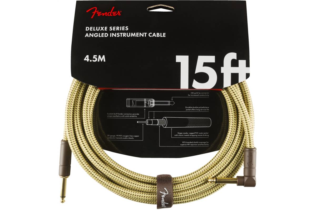 Кабель / Кабель інструментальний FENDER CABLE DELUXE SERIES 15' ANGLED TWEED