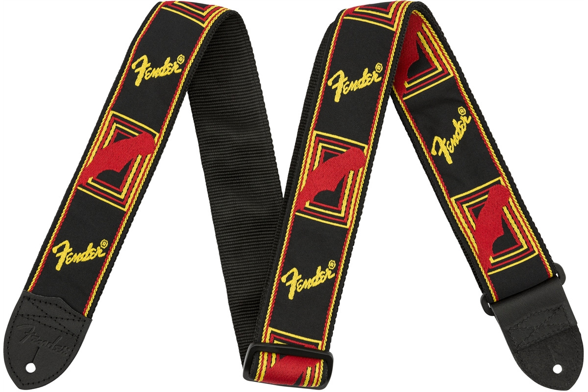 Ремні / Ремінь для гітари FENDER 2 MONOGRAMMED Black/Yellow/Red