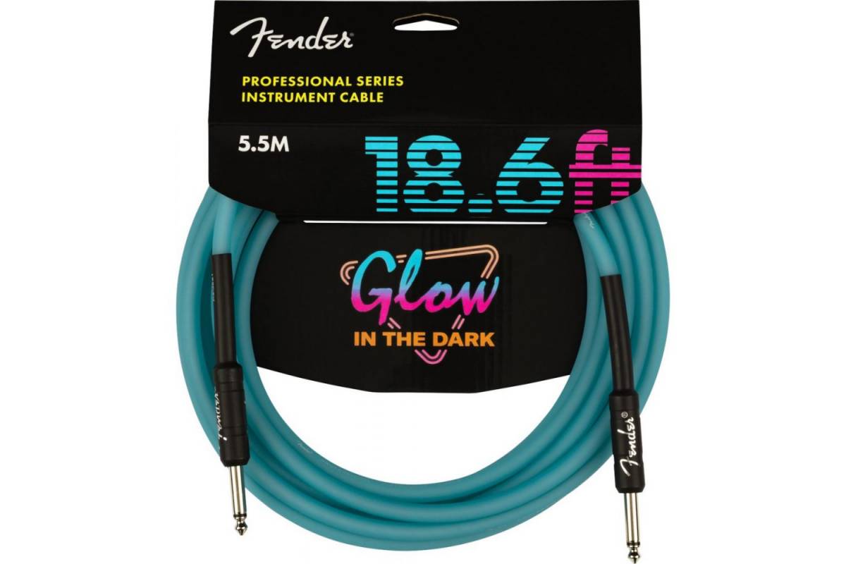 Кабель / Кабель инструментальный FENDER CABLE PROFESSIONAL SERIES 18,6 GLOW IN DARK BLUE