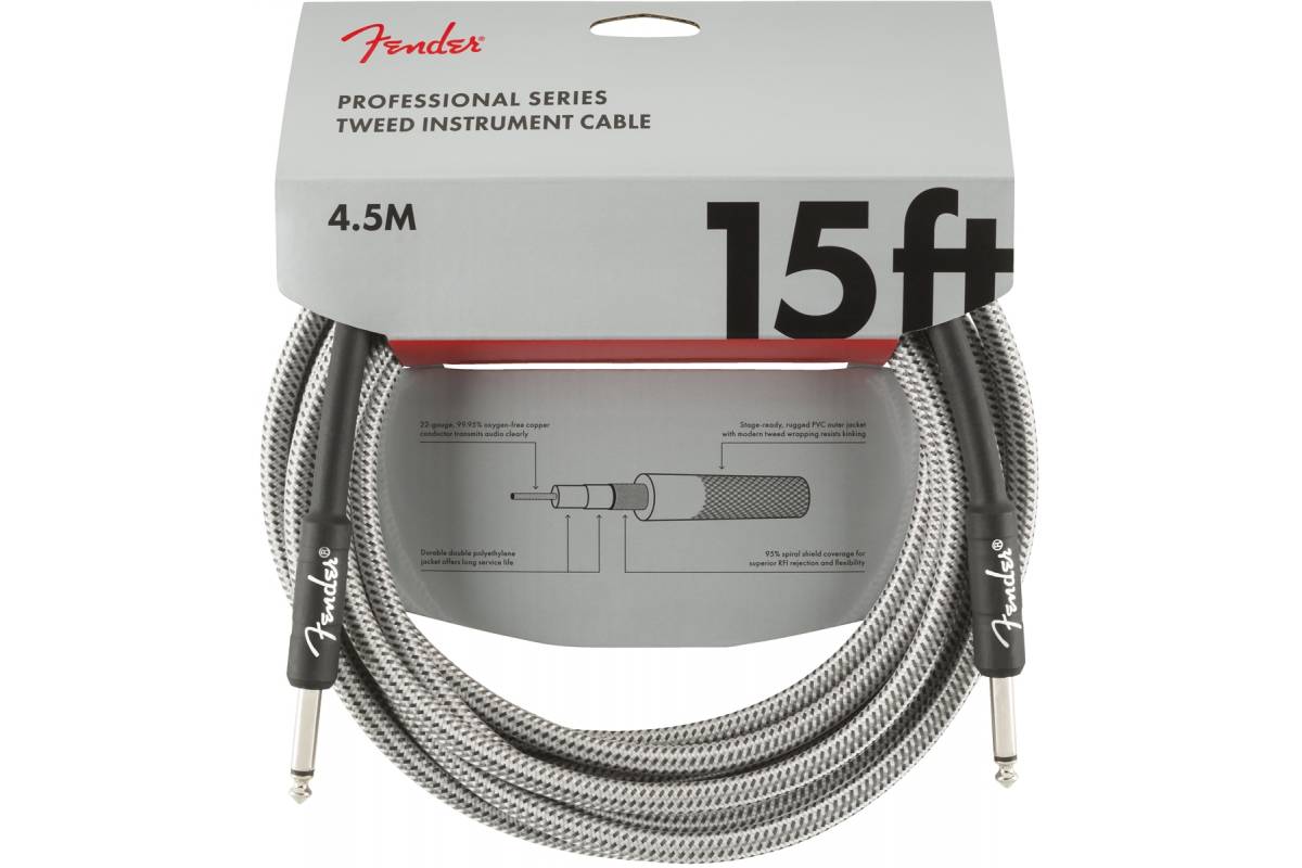 Кабель / Кабель инструментальный FENDER CABLE PROFESSIONAL SERIES 15' WHITE TWEED