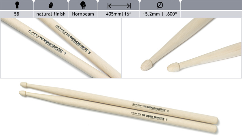 Барабанные палочки, щетки, колотушки / Барабанные палочки ROHEMA Hornbeam 5B