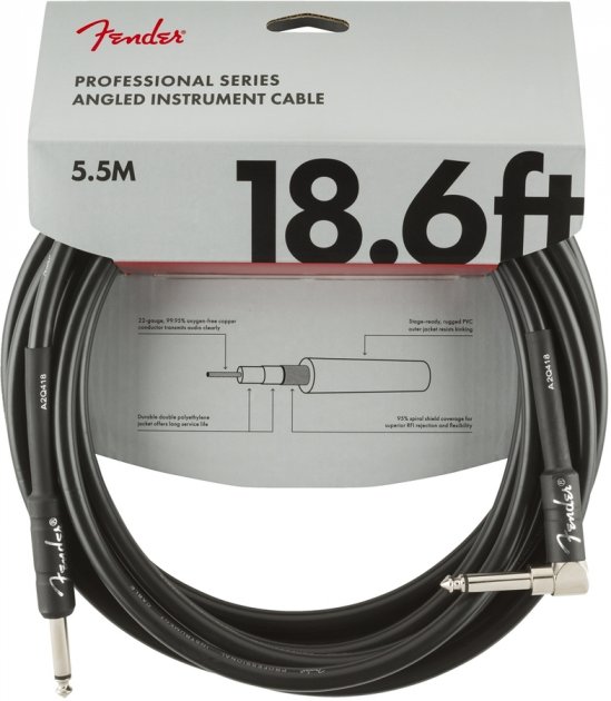 Кабель / Кабель инструментальный FENDER CABLE PROFESSIONAL SERIES 18,6' ANGLED BLACK