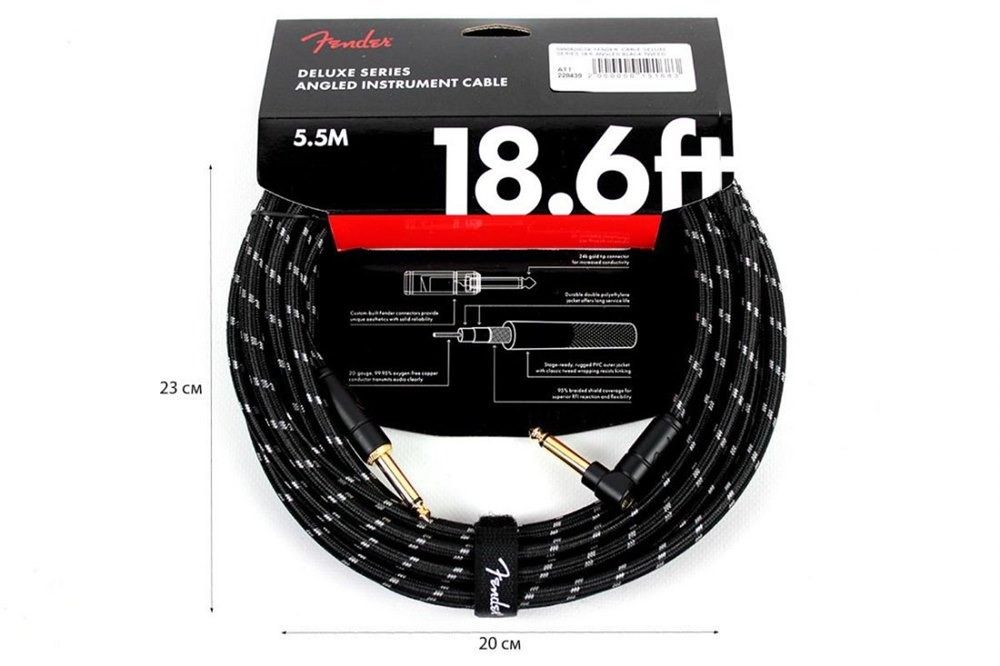 Кабель / Кабель инструментальный FENDER CABLE DELUXE SERIES 18.6' BLACK TWEED