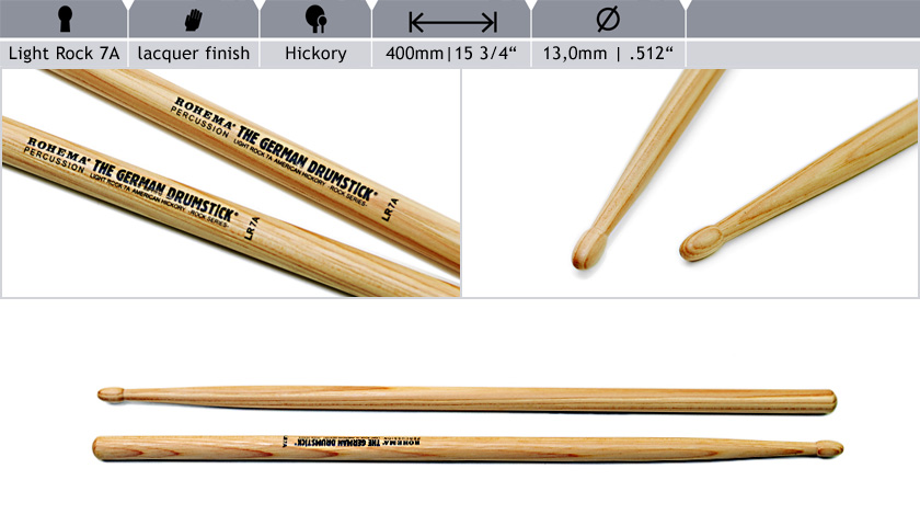 Барабанні палочки, щітки, колотушки / Барабанні палички ROHEMA Rock LR 7A